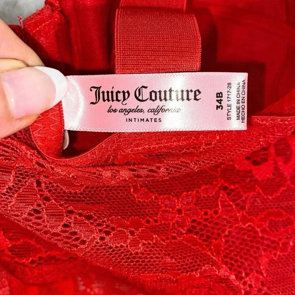 Juicy Couture Red Lace Sexy Bustier Convertible Strapless Bra Top 34B NWT - Picture 7 of 7